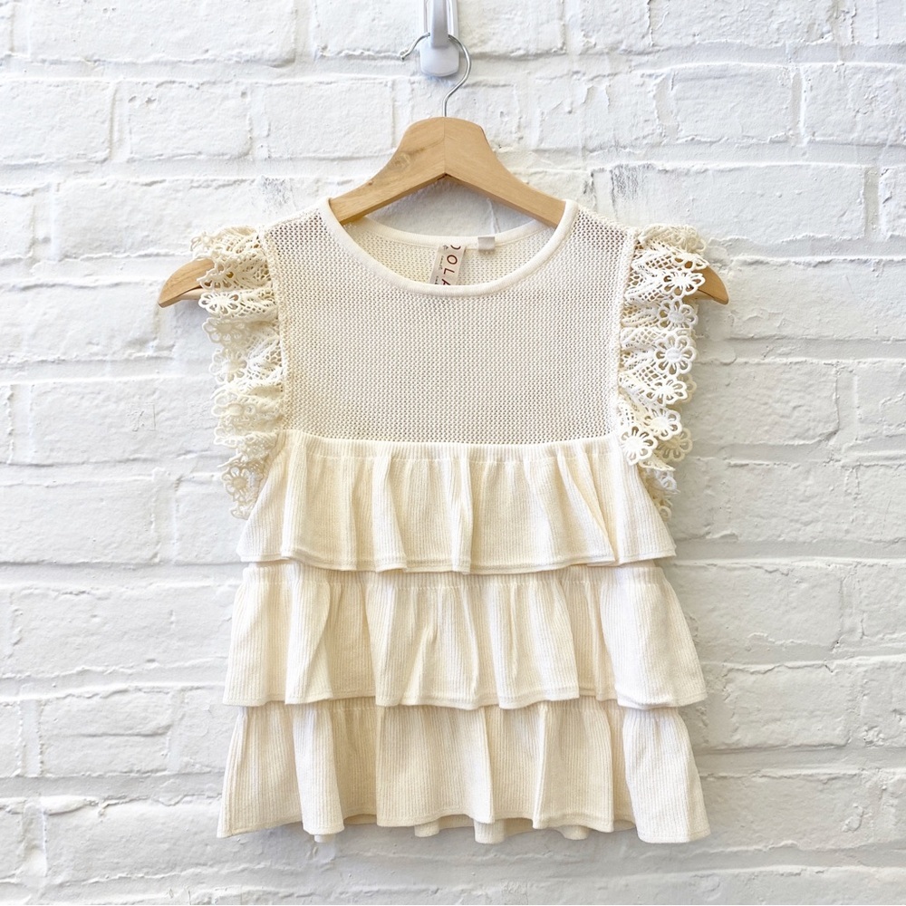 Anthropologie || Dolan Ruffle Sweater Tank Ivory XXS